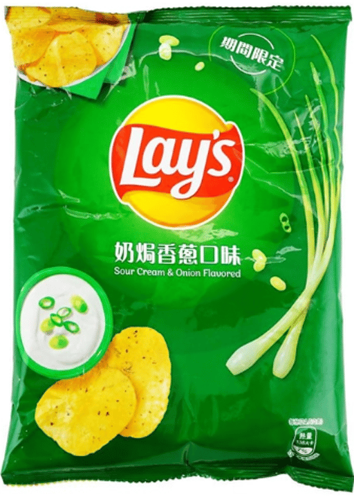 L158 Taiwan LAY'S CHIPS DE POMME DE TERRE SAVEUR OIGNON GRATINÉ AU FROMAGE — 12 × 49g par caisse