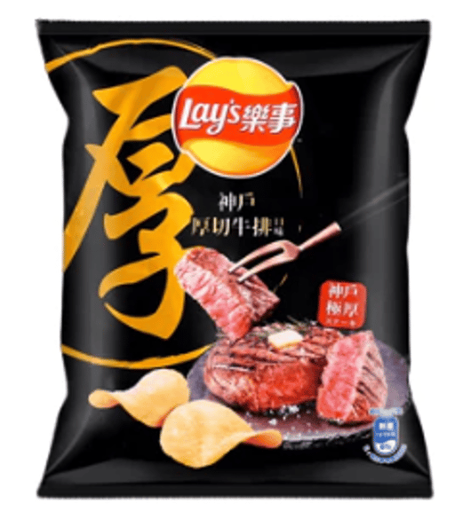 L33 Taiwan LAY'S KOBE THICK-CUT STEAK FLAVORED POTATO CHIPS — 12 × 34g per case