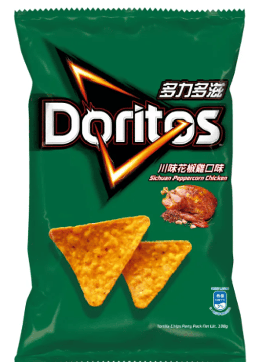 D216 TAIWAN DORITOS CHIPS DE MAÏS SAVEUR POIVRE DU SICHUAN — 12 × 68g par caisse