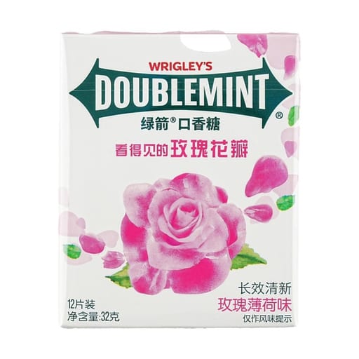 Wrigley's doublemint gum rose & mint flavor seasonal edition — 120 × 32g per case