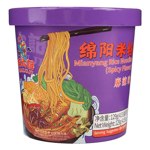 Maliuji Mianyang Rice Noodle Hot & Spicy — 24 × 129g per case